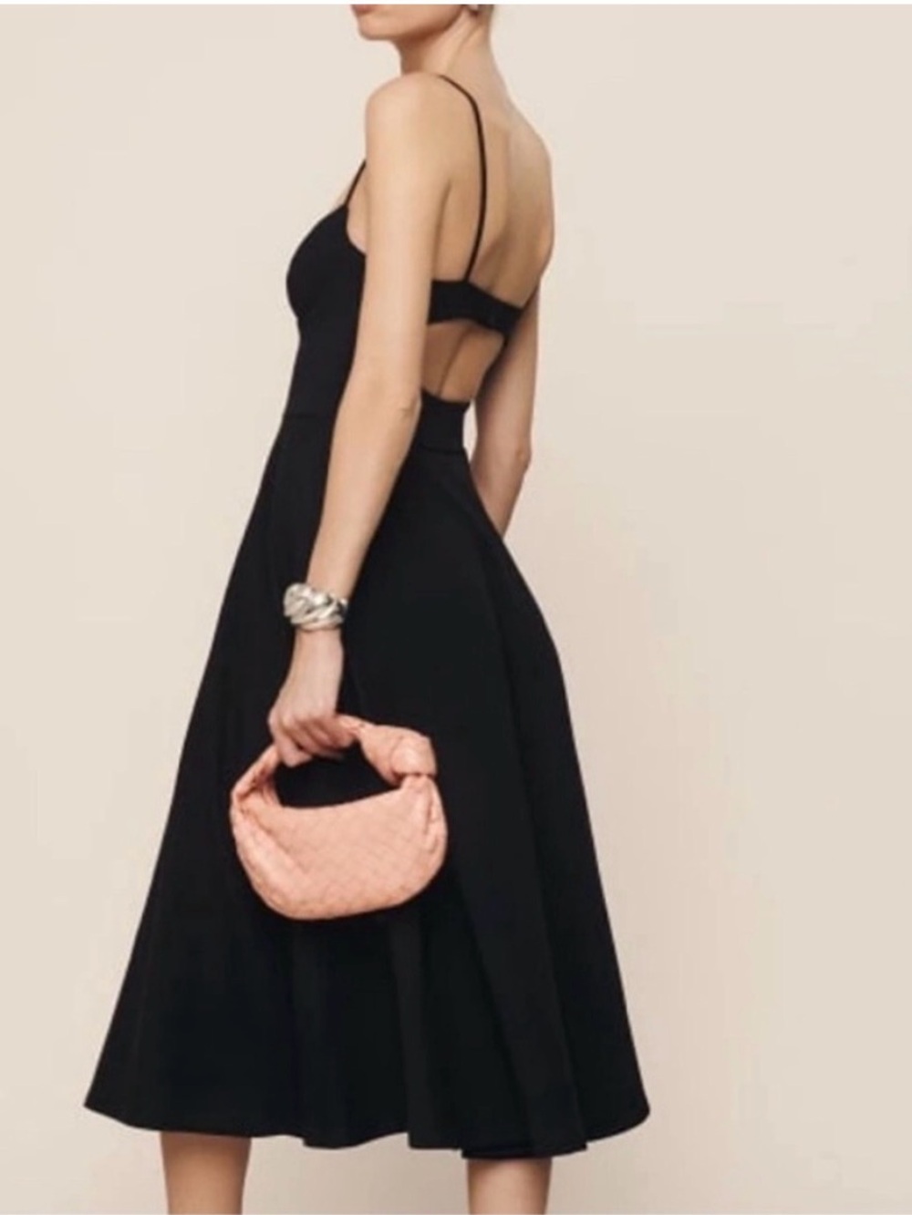 Reformation Serene Knit Black Midi Dress Large EUC